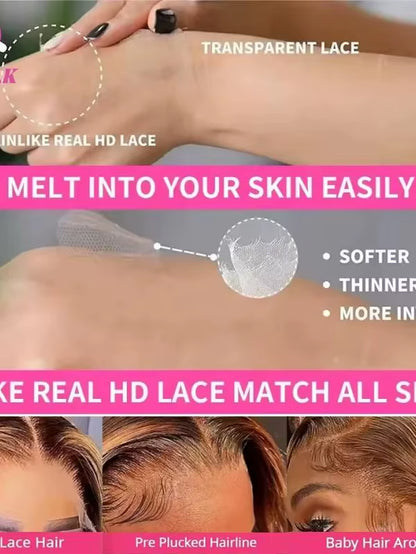 Ombre Honey Blonde 4/27 Highlight 5X5 13X4 Bone Straight Lace Front Wig Human Hair Pre Plucked with Baby Hair