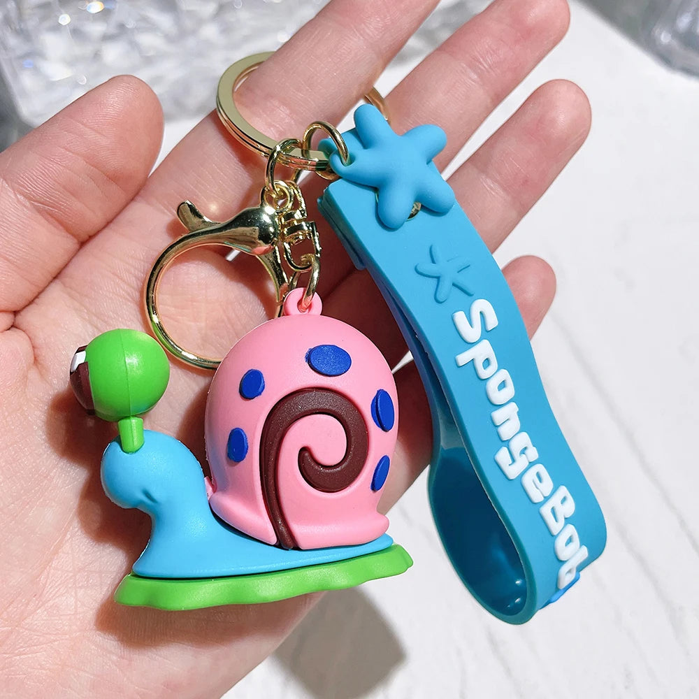 Anime Spongebob Squarepants Keychain Patrick Star Krabs Gary Sandy Kawaii Toys Keychain Christmas Gift Bag Birthday Gift for Kid