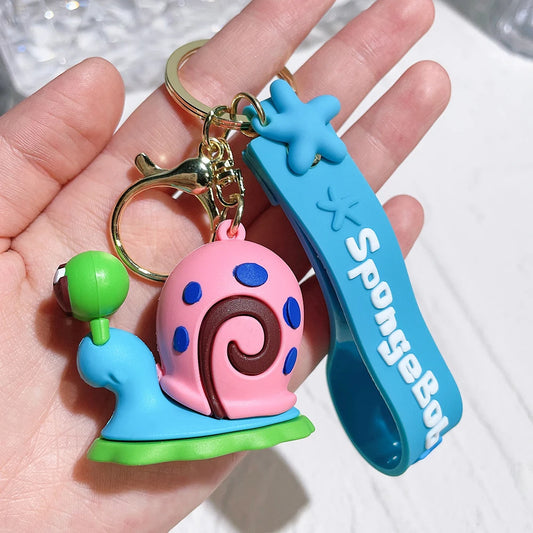 Anime Spongebob Squarepants Keychain Patrick Star Krabs Gary Sandy Kawaii Toys Keychain Christmas Gift Bag Birthday Gift for Kid