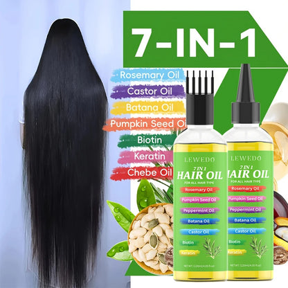 7 in 1 Hair Oil for All Hair Type Rosemary Batana Hair Growth Oil Keratin Biotin Castor Oil Hair Care Oil Beauty Health Product