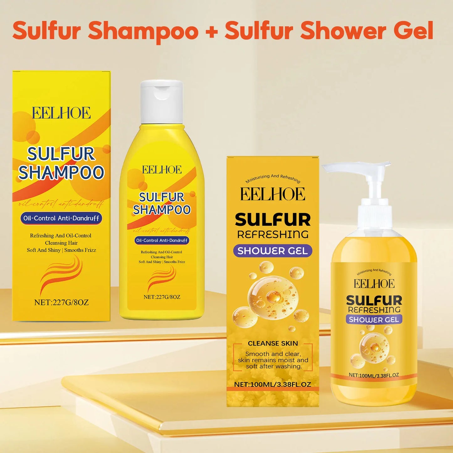 Sulfur Shampoo Oil Control Deep Cleansing Scalp anti Dandruff Exfoliating Fresh Improve Skin Dryness for Moisturizing Body Wash