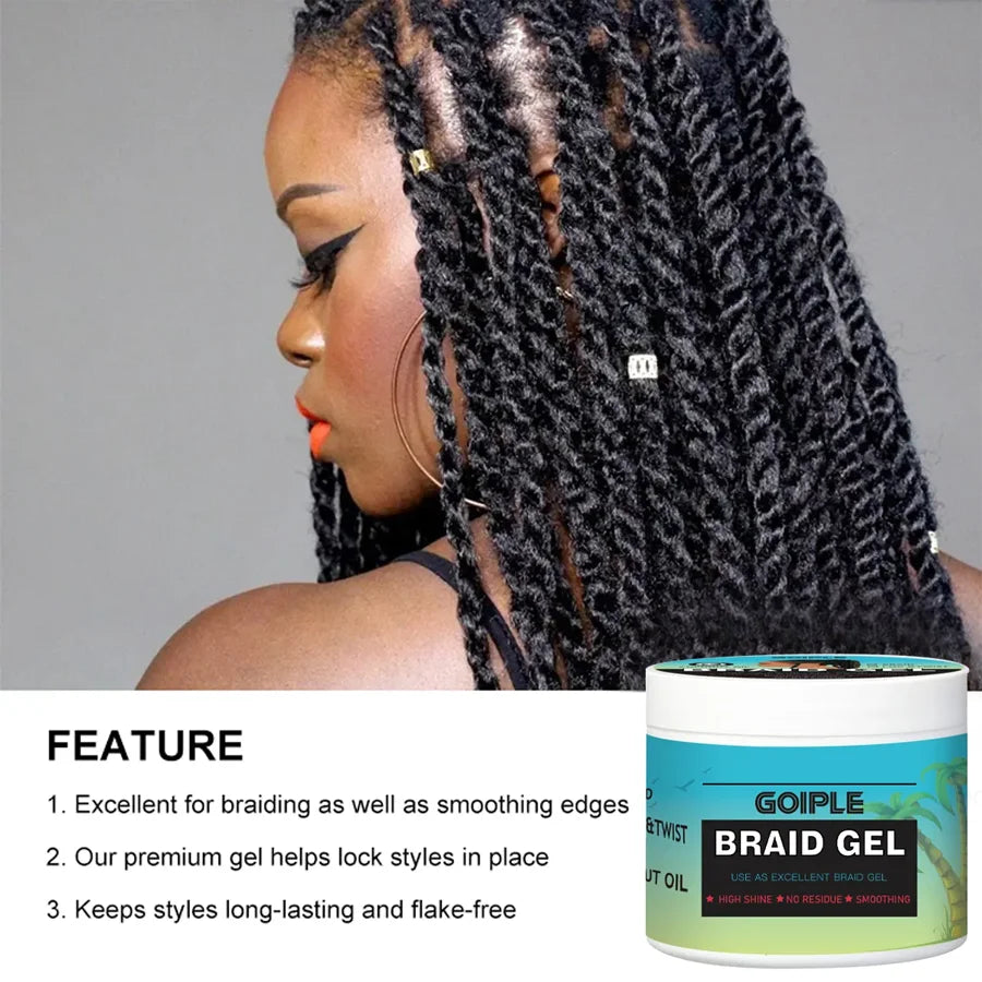 100G Tea Tree Mint Braid Styling Gel Edge Control Frizz Smooth Hair Wax Pomade Loc Twist Braiding Cream for African Women