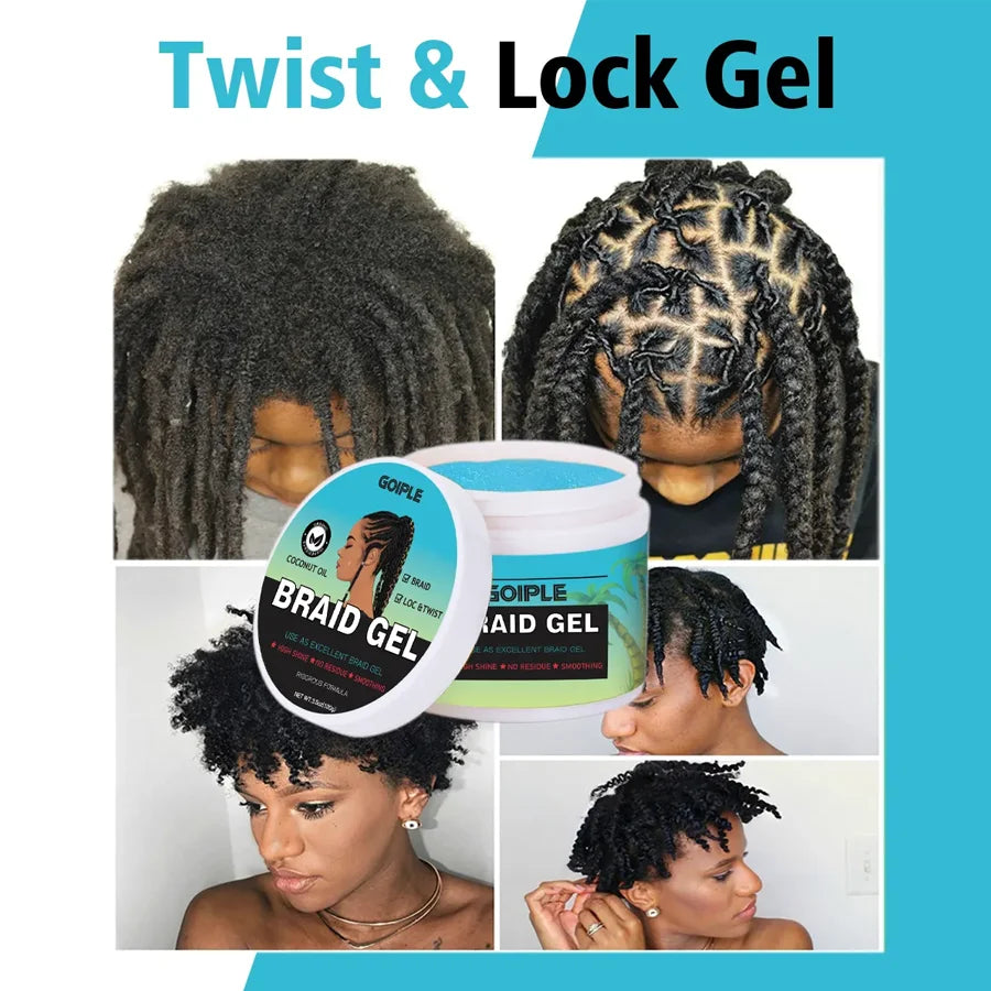 100G Tea Tree Mint Braid Styling Gel Edge Control Frizz Smooth Hair Wax Pomade Loc Twist Braiding Cream for African Women