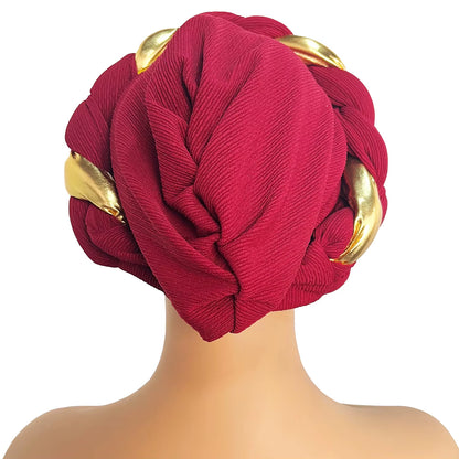 Elegant Turban Cap Women Headwrap Bonnet African Lady Head Wraps Muslim Turbans Hat Evening Party Autogele Headwear