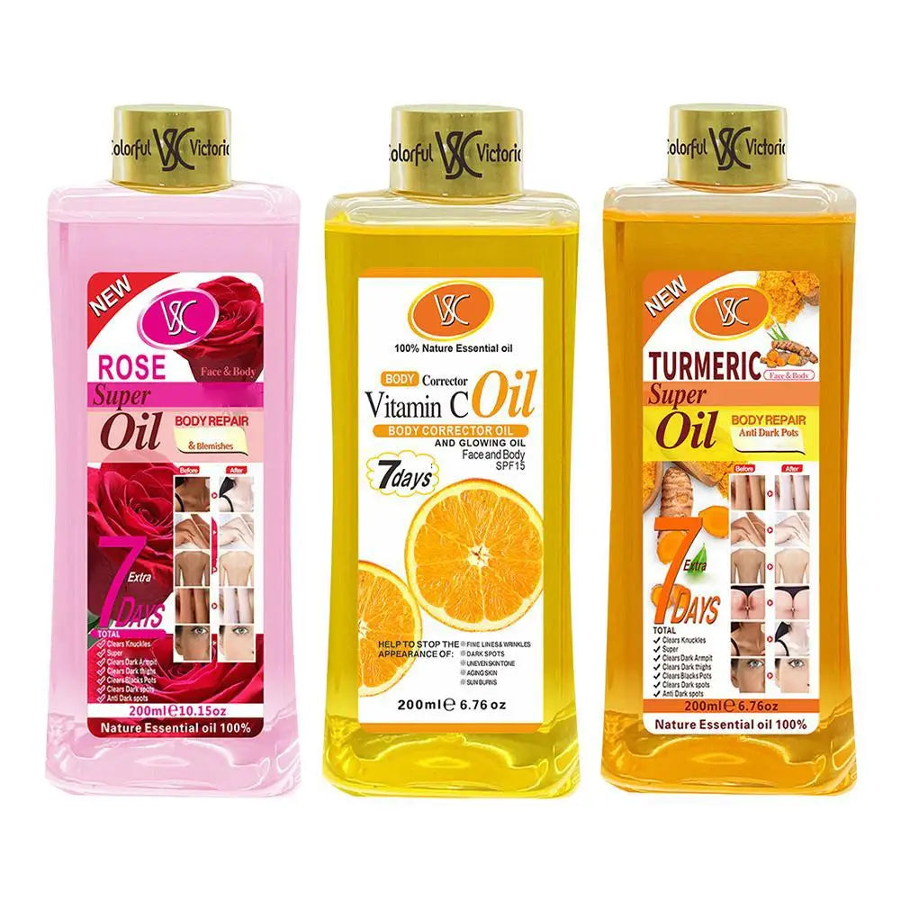 Body Massage Oil Turmeric Essential Oil/Rose/Vitamin C Deeply Nourish Brightening Smoothing Body Skin Aromatherapy