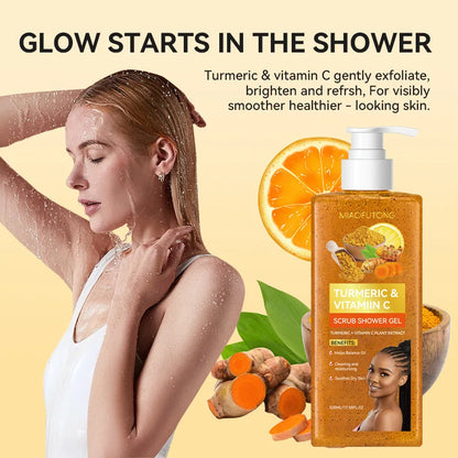 Turmeric Shower Gel 520Ml Body Scrub Cleansing Exfoliating Moisturizing Brightening Body Wash