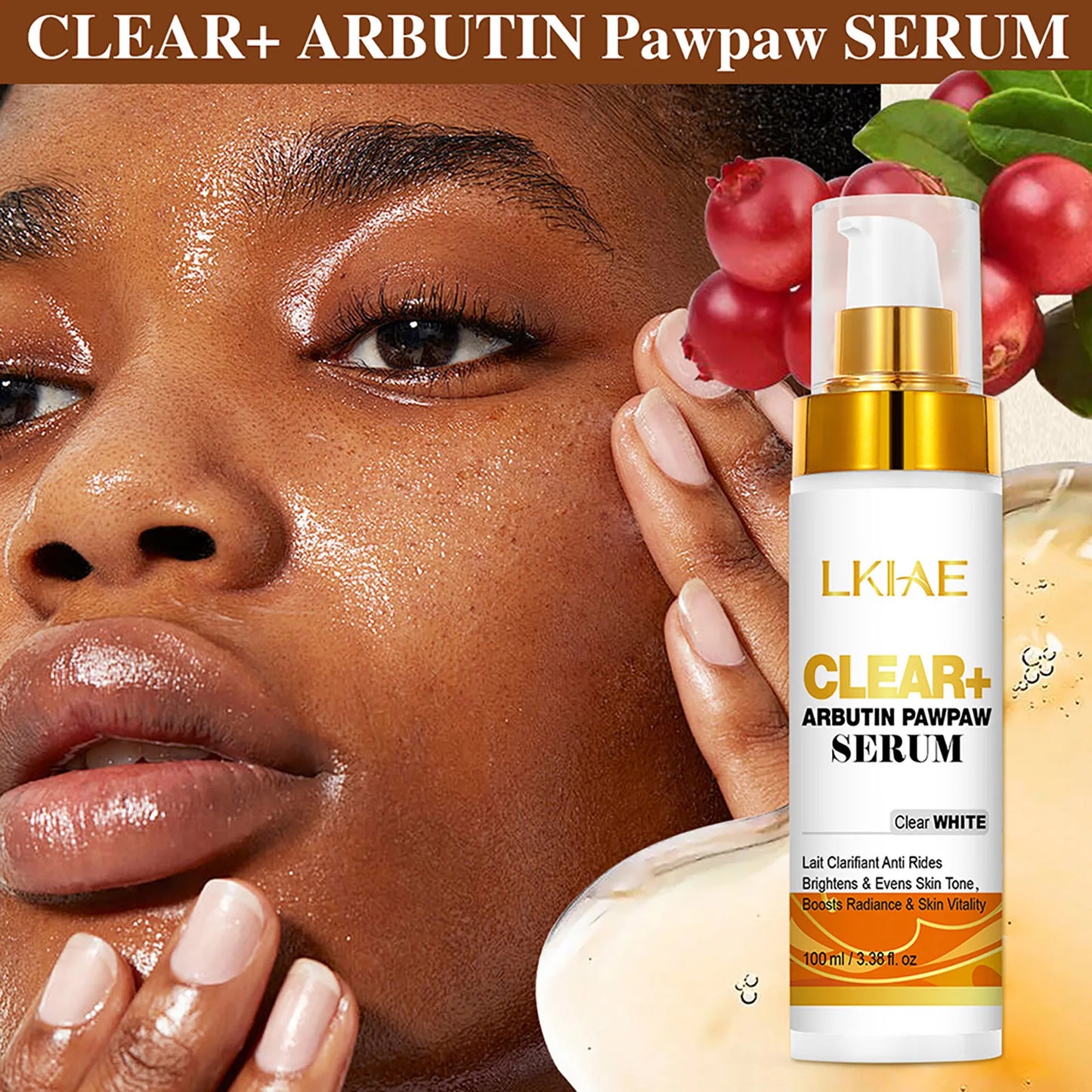 LKIAE Arbutin and Vitamin C Lightening Skin Care Kit, Brighten Dull Skin, Moisturizing, Dark Spot Corrector, for All Skin Tone