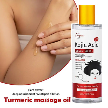 Rose Turmeric Kojic Acid Massage Body Oil 220Ml Whitening Body Oil for Dark Spots, Brightening Smoothing Face Body Skin Care