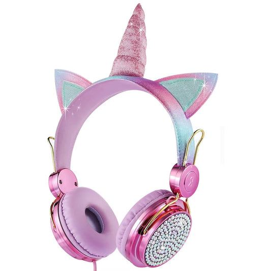 Enchanting Unicorn Wired Headphones for Girls - Cute Stereo Earphones with Microphone - Perfect Gift for Kids!