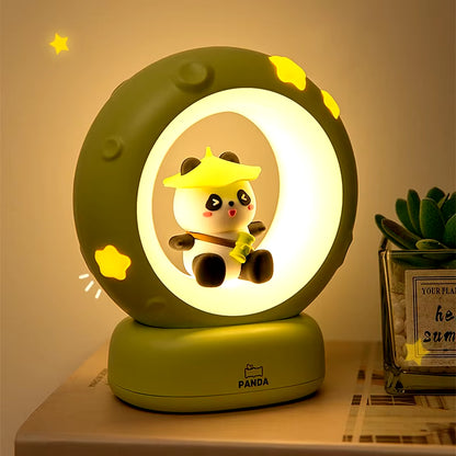 Adorable LED Panda Astronaut Night Light - USB Rechargeable, Perfect for Kids' Bedrooms and Eye Protection
