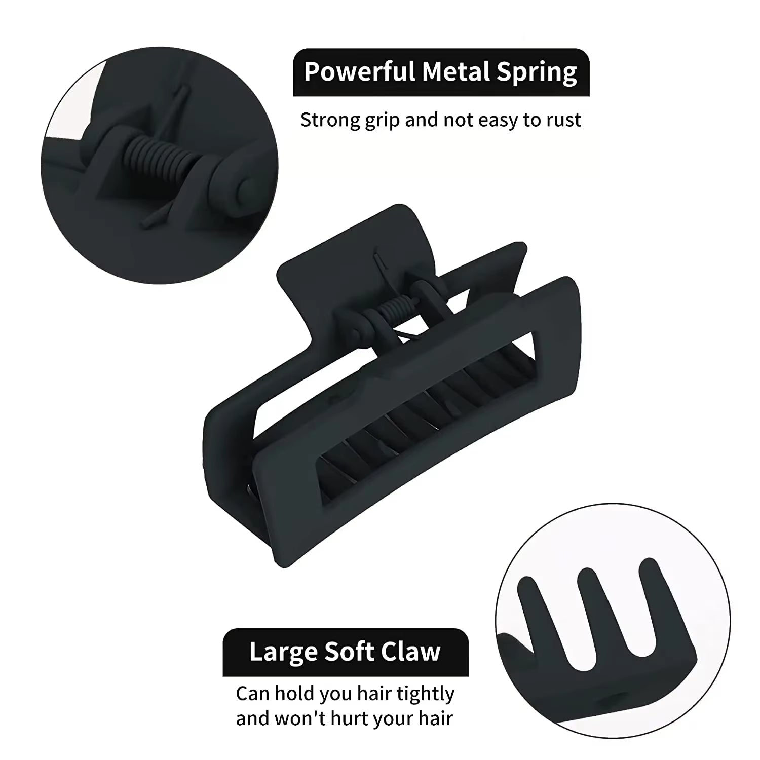 Stylish 4-Piece Set of Non-Slip Coffee and Black Claw Clips - Trendy Hair Accessories for Women and Girls