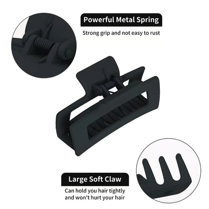 Stylish 4-Piece Set of Non-Slip Coffee and Black Claw Clips - Trendy Hair Accessories for Women and Girls