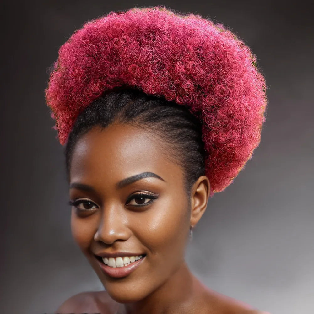 Large African Synthetic Fluffy Bundles Short Ponytail, 10 Inches, Short Curly Straight Accessories with 2 Clips