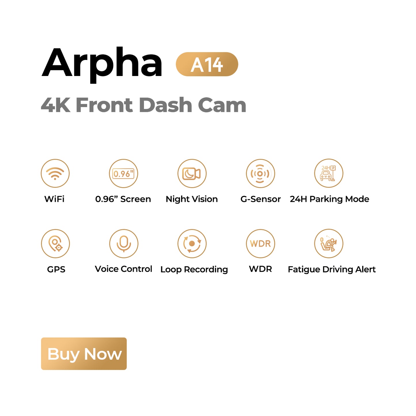 Capture Every Moment with the ARPHA A14 4K Wi-Fi Dash Cam - Parking Mode, G-Sensor & GPS for Ultimate Safety