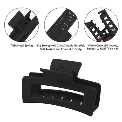 Stylish 4-Piece Set of Non-Slip Coffee and Black Claw Clips - Trendy Hair Accessories for Women and Girls