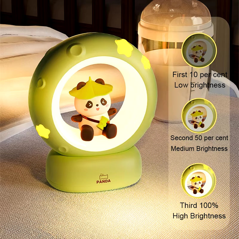 Adorable LED Panda Astronaut Night Light - USB Rechargeable, Perfect for Kids' Bedrooms and Eye Protection