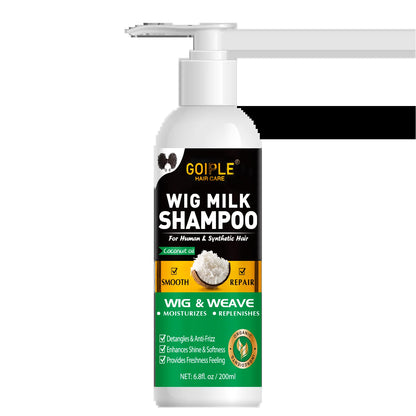 Natural Coconut Oil Wig Milk Shampoo Smooth Repair Moisturizes Frizzy Hair for Wigs Wave 2 in 1 Wig Wash Care Product