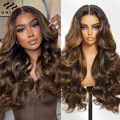 7X5 Bye Bye Slip™ Balayage Highlight Body Wave Human Hair Wig with Invisi Drawstring Wear Go Glueless Wig