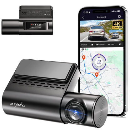 Capture Every Moment with the ARPHA A14 4K Wi-Fi Dash Cam - Parking Mode, G-Sensor & GPS for Ultimate Safety