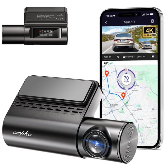 Capture Every Moment with the ARPHA A14 4K Wi-Fi Dash Cam - Parking Mode, G-Sensor & GPS for Ultimate Safety