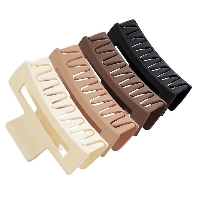 Stylish 4-Piece Set of Non-Slip Coffee and Black Claw Clips - Trendy Hair Accessories for Women and Girls