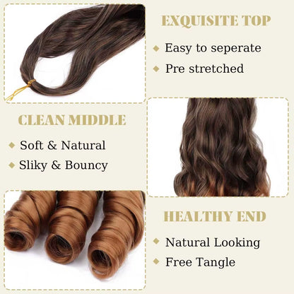 Elevate Your Style with 24-Inch Synthetic French Curls Crochet Hair - Pre-Stretched Loose Wave Braiding Hair in Ombre Colors